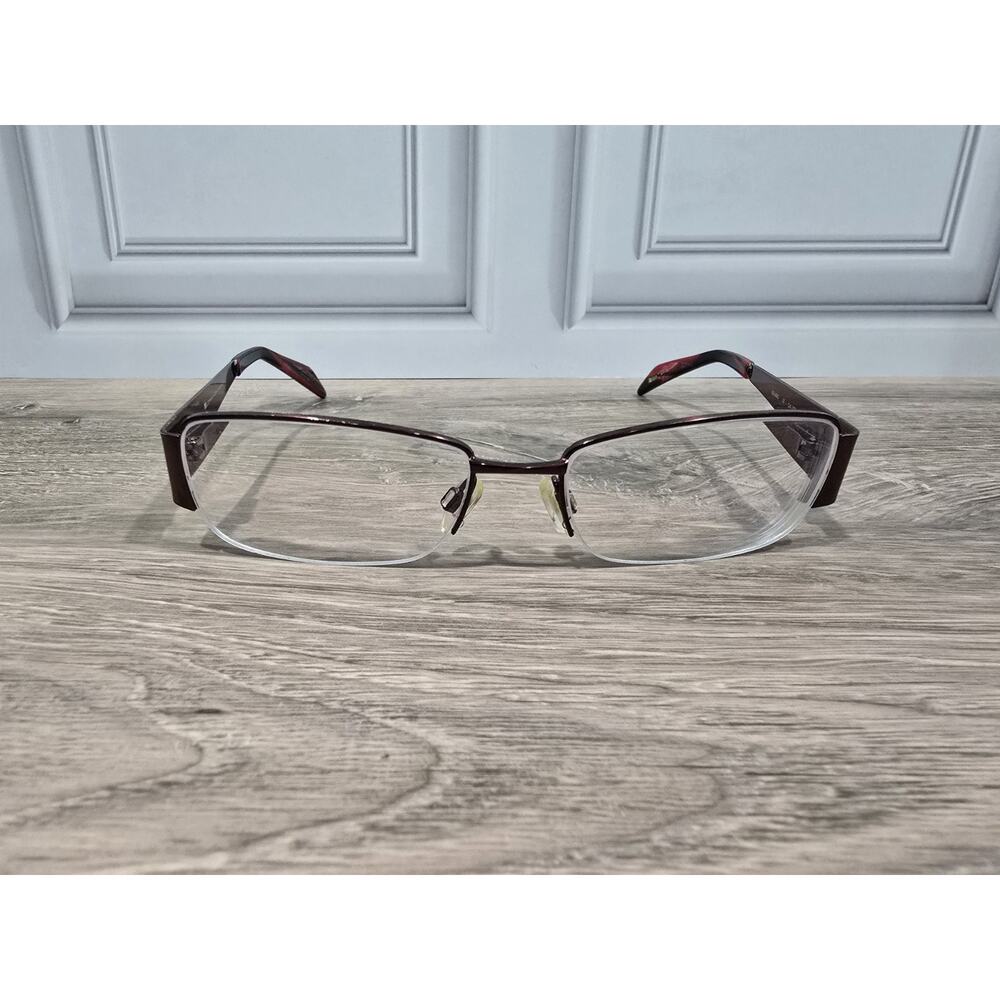 Gloria Vanderbilt Burgundy Metal Rectangular Half Rim Glasses GG 4002 54 17 1351